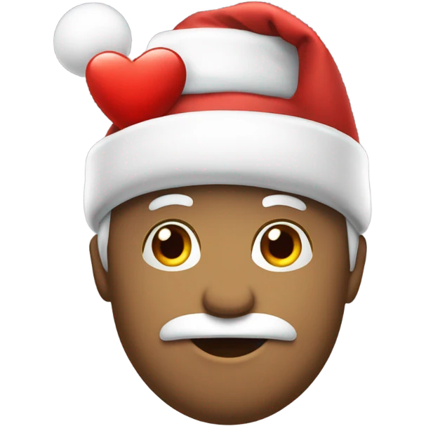 Corazón blanco con gorro de papá noel emoji