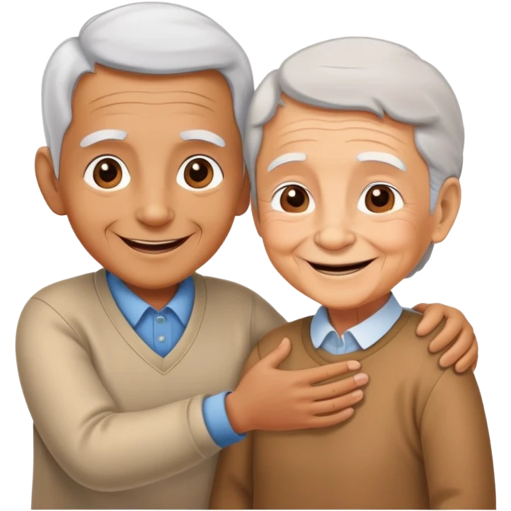 child greeting an elderly person with a smile, cheerful and respectful emoji