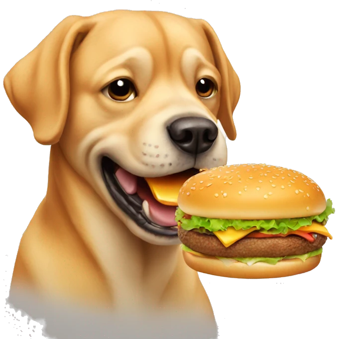 Dog eating burger emoji