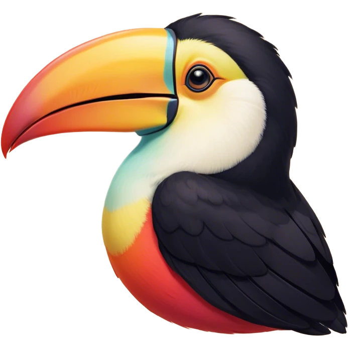 Meme-Worthy cute Sleeping Toucan Portrait Emoji, Head resting peacefully with a contented smile, showcasing a vibrantly colored beak and eyes gently closed in serene slumber, Simplified yet comically adorable features, highly detailed, glowing with a soft, drowsy tropical light, high shine, relaxed and utterly lovable, stylized with an air of playful laziness, bright and heartwarming, soft glowing outline, capturing the essence of a sleeping toucan that feels destined to become the next viral icon of adorable rest! emoji