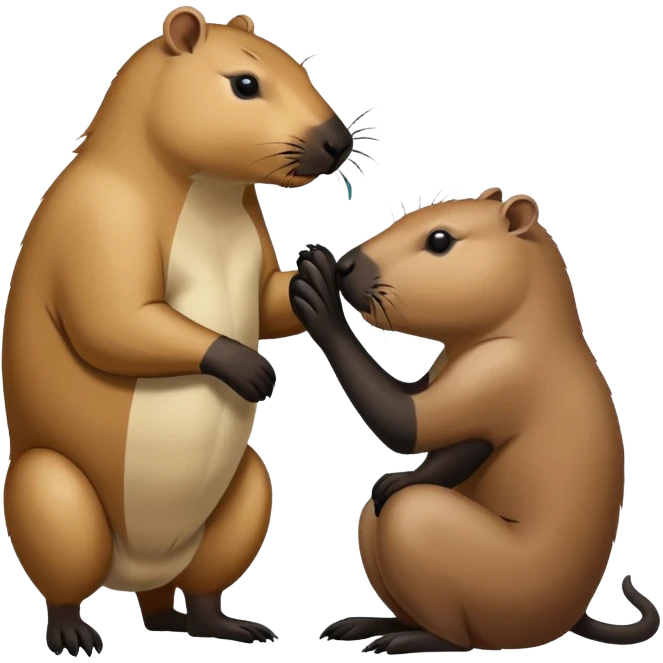 capybara kissin a panther emoji
