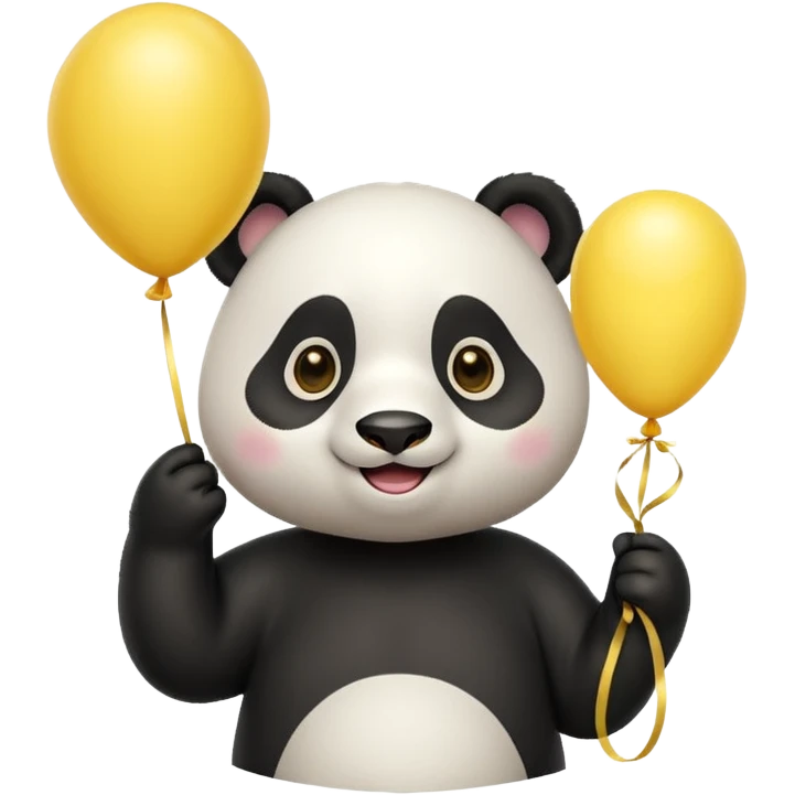 panda holding yellow lines balloon in hand emoji