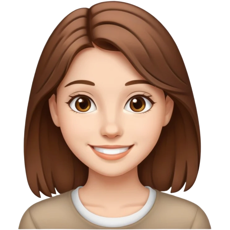 19 years pretty girl with brown hair and with beautiful smile emoji