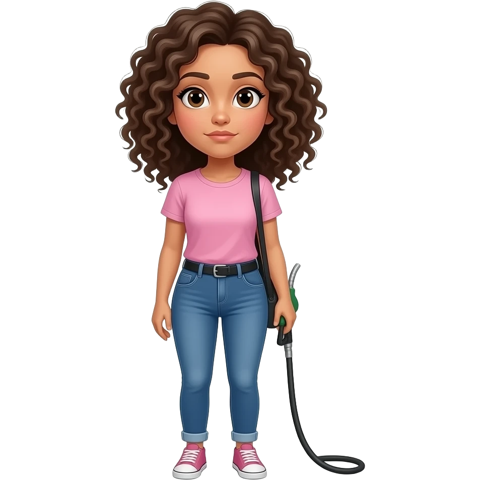 24 yo woman. 5' tall, petite build. White/Hispanic mix. Curly hair. Working at a gas station. Shy. Selfie pov. No phone. Amateur style. Cute. emoji