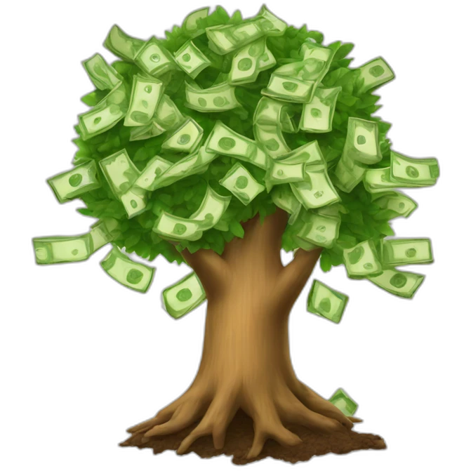 A tree growing money emoji