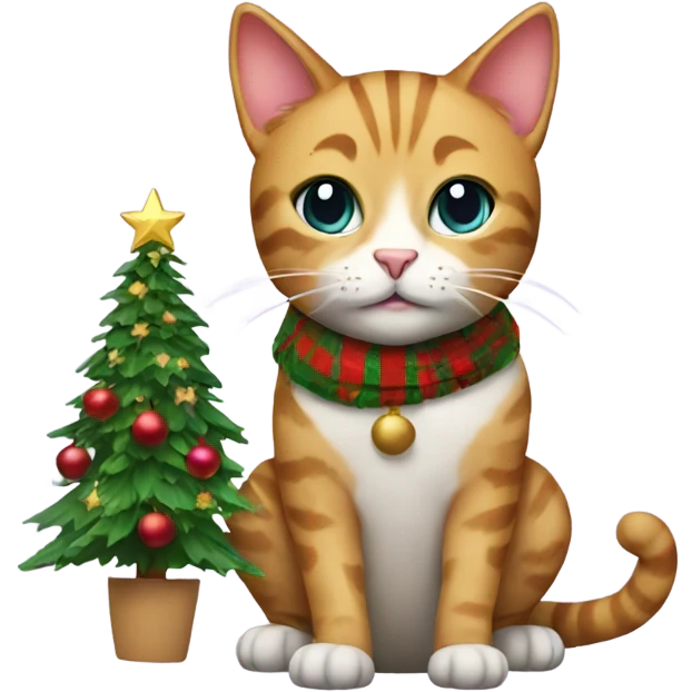 Christmas Cat with Christmas tree emoji