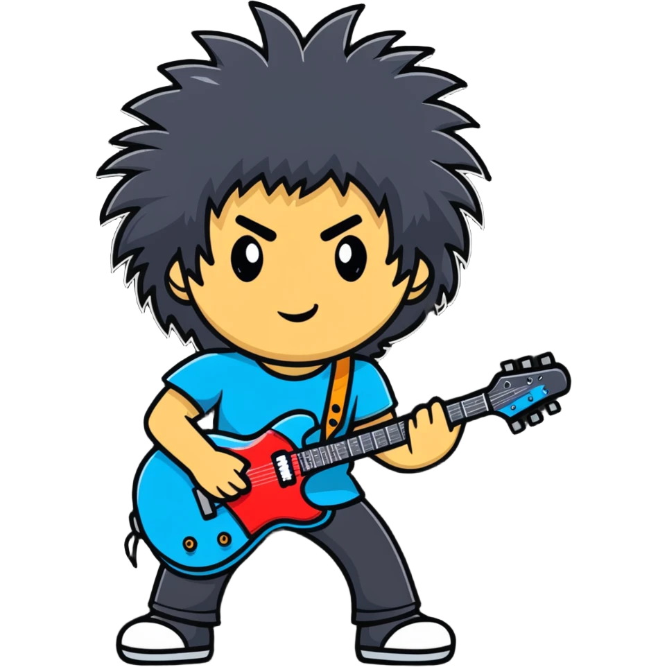 cartoon rock star with wild hair emoji