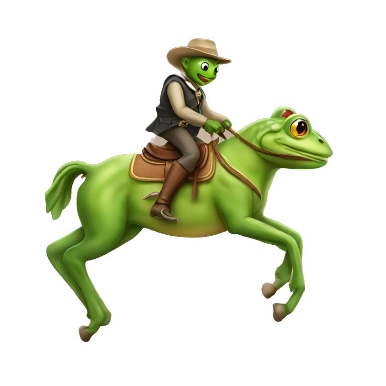 A frog riding a horse emoji