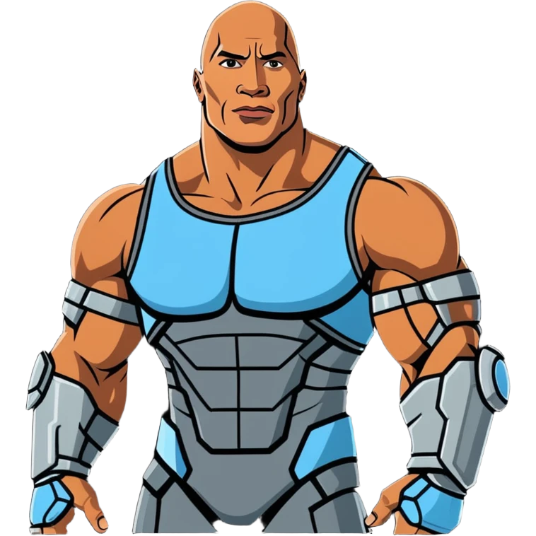 Dwayne the rock Johnson as a cyborg  emoji