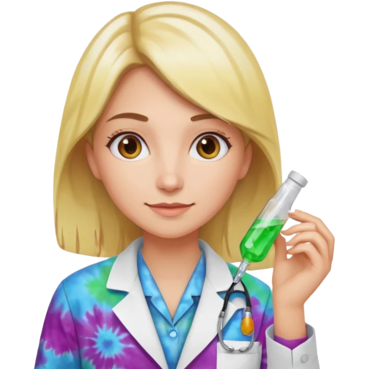 Female pharmacist with tie dye lab coat emoji