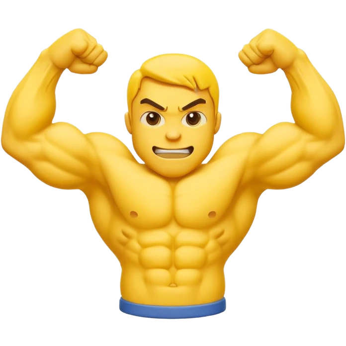 the word GOON in bold, playful muscled font, each letter shaped like stylized flexing muscles, emoji style emoji