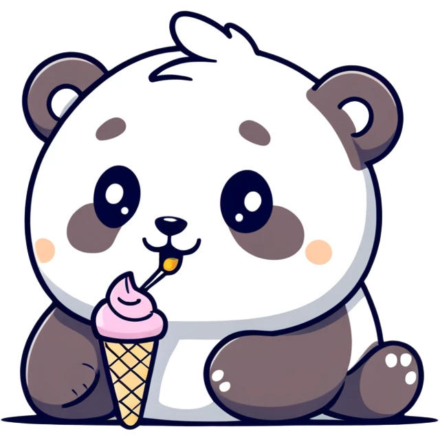 Panda eating ice cream emoji