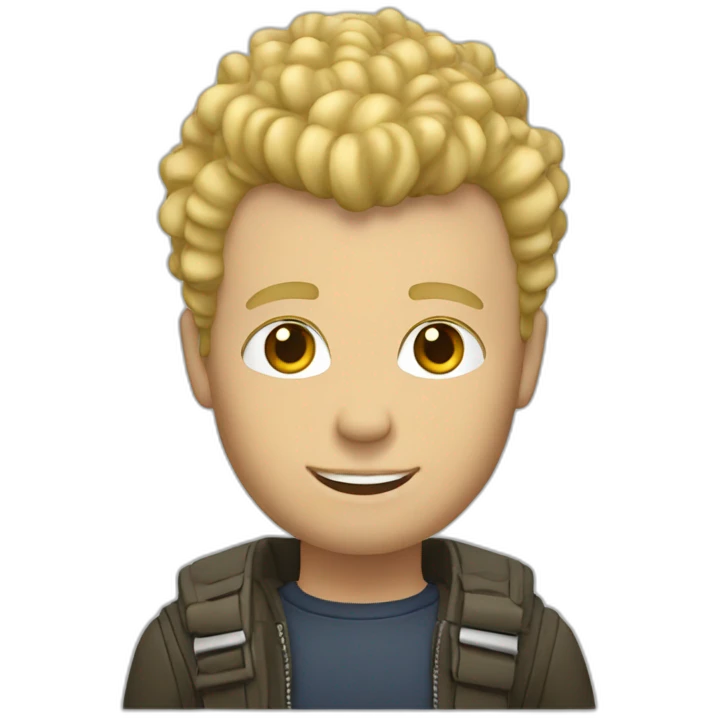 Blonde white man with curly hair Mohawk emoji