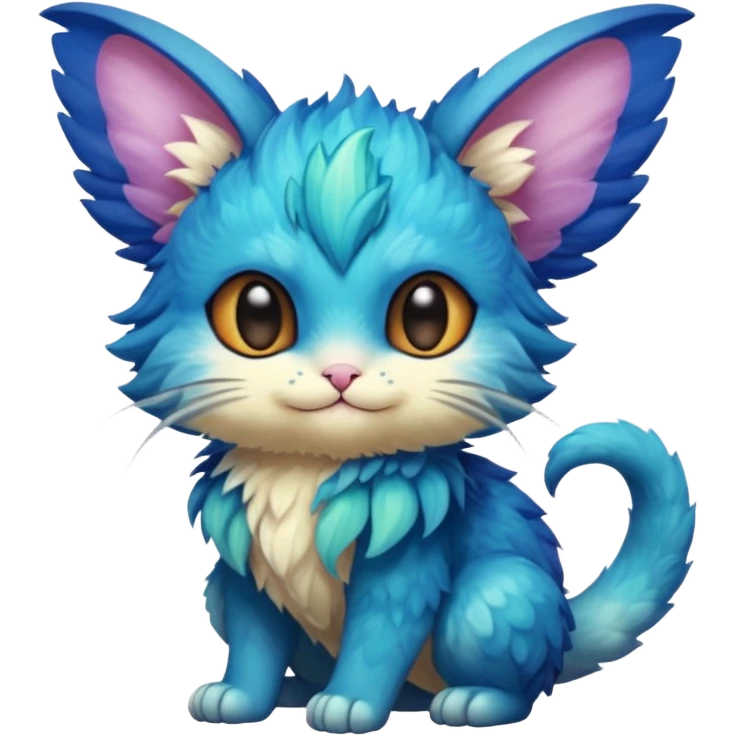 P moe meow meow cute fuzzy realistic Randomly-faerie-drake-colored exotic Fakémon-creature emoji