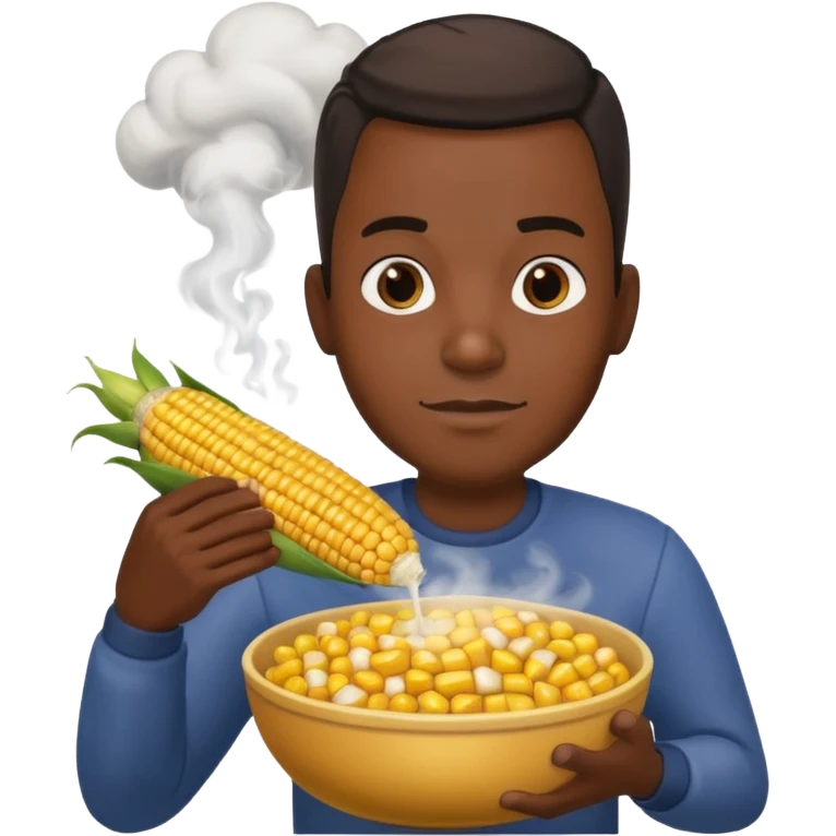 BLACK MAN HOLDING AN COOK CORN BOWL emoji