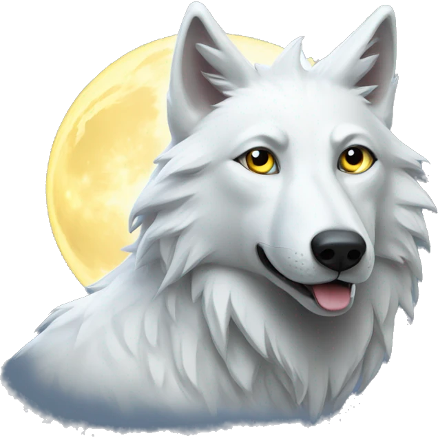 White wolf, bright moon  emoji