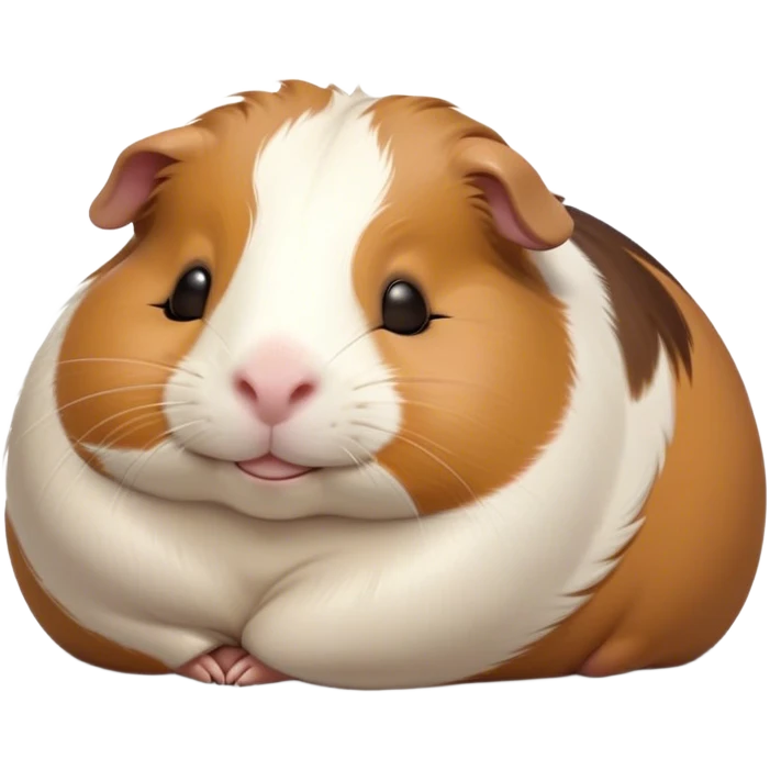 Meme-Worthy Cute Sleeping Brown and White Banded Guinea Pig Portrait Emoji, Head resting peacefully with a contented smile, showcasing a delightfully chubby build and a luxuriously soft banded coat of brown and white, eyes shut in a serene, cozy nap, Simplified yet hilariously adorable features, highly detailed, glowing with a soft, drowsy light, high shine, relaxed and utterly lovable, stylized with an air of playful laziness, bright and heartwarming, soft glowing outline, capturing the essence of a comically sleepy guinea pig, so meme-worthy it feels like it could instantly become the next viral sensation of adorable slumber! emoji