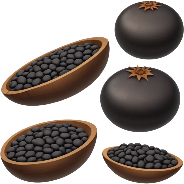 6 black lentils, simple, clear, round, shiny emoji