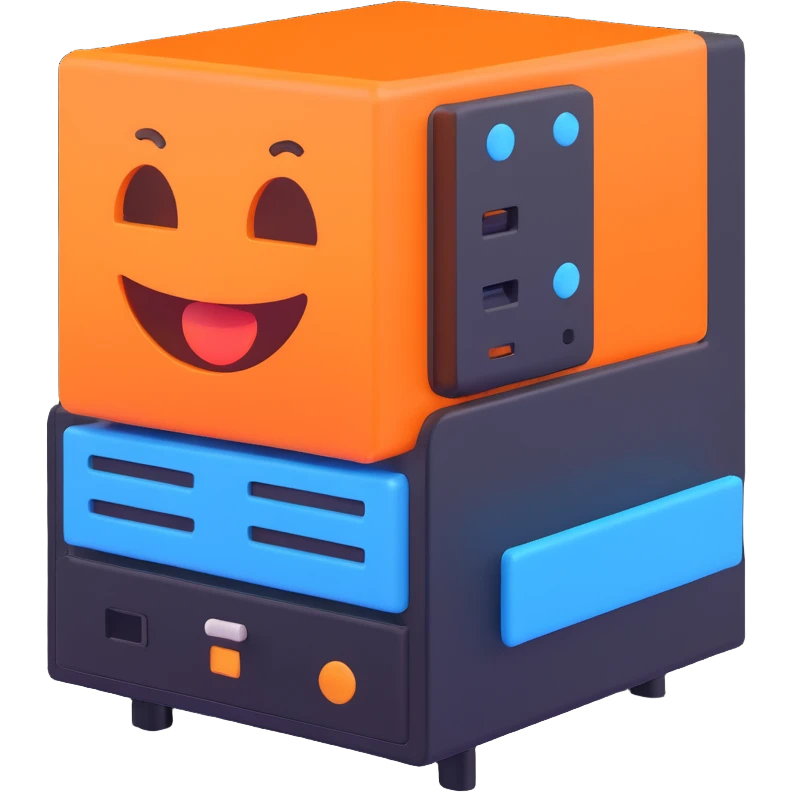 3D emoji style server, classic rackmount with blue accents emoji
