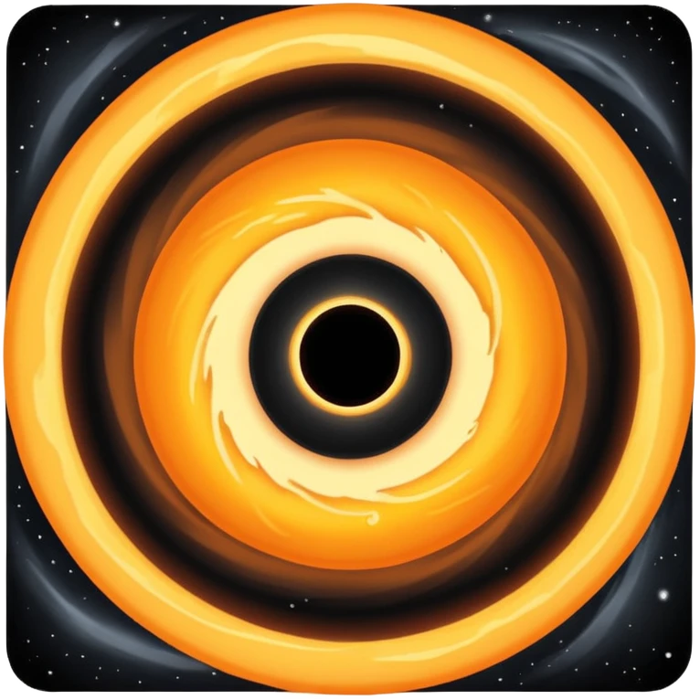 a realistic black hole with an orange accretion disk. emoji