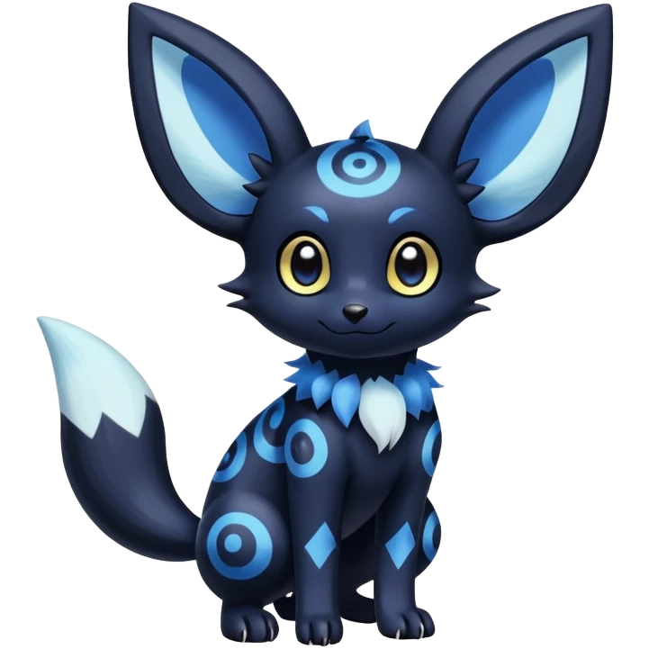 Shiny Cute Adorable Umbreon-Noibat-Meowstic-Hybrid-Creature with pattern-markings emoji