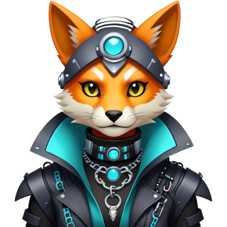 Anthro Edgy Cute Cool Badass Cyberpunk Modern Futuristic Colorful Exotic Shiny Fionbri-Vernid-Fursona Collar  emoji