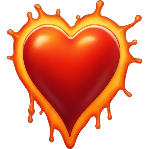 bleeding red heart shape glowing red-orange emoji