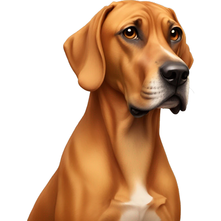 white man with long rainbow colored hair and twisted mustache next to a brown rhodesian ridgeback emoji