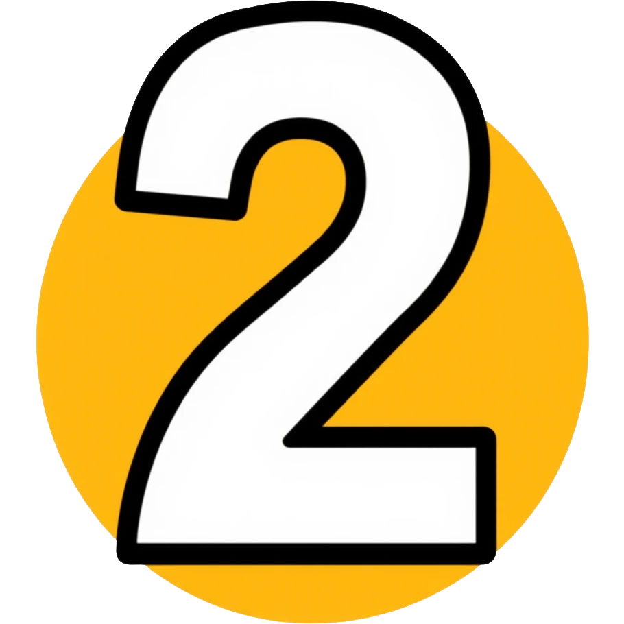 Number 2 on a yellow volumetric background emoji