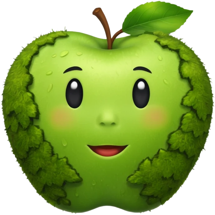 теперь это яблоко сделай пушистым как мох  зеленого цвета emoji