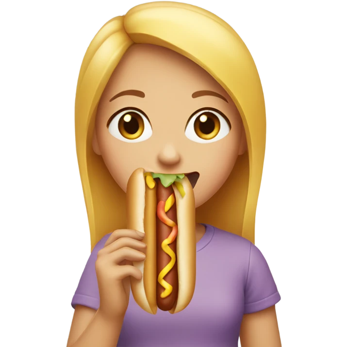 Girl eating hot dog emoji