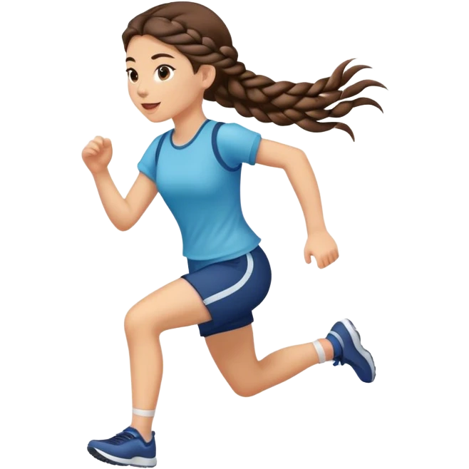 Brunette girl running with long braid emoji