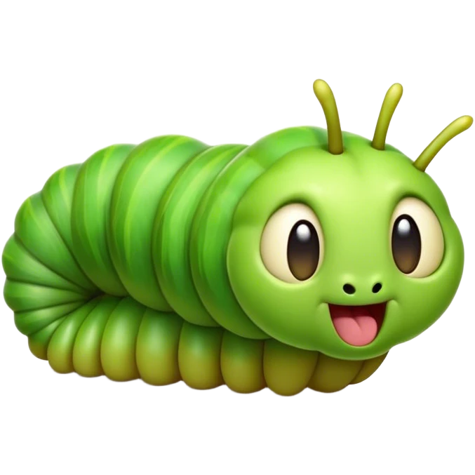 Cinematic Realistic Cute Yawning Caterpillar Portrait Emoji, Head tilted slightly with a dramatic, wide-open yawn, showcasing a soft, downy segmented body in vivid green with subtle drooping and half-closed, drowsy eyes, rendered with intricate natural texture and gentle shadows, high shine, relaxed yet expressive, styled with a dash of woodland charm, soft glowing outline, capturing the essence of a sleepy yet affectionate caterpillar that appears ready to stretch out and rest among the leaves! emoji