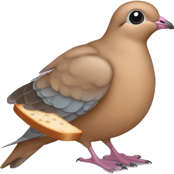 Mourning dove wearing a piece of toast emoji