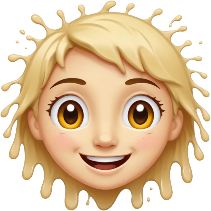A joyful face with wide eyes and a big smile, tears of laughter flowing. The face radiates positive energy, surrounded by vibrant splashes in dynamic brush strokes. emoji