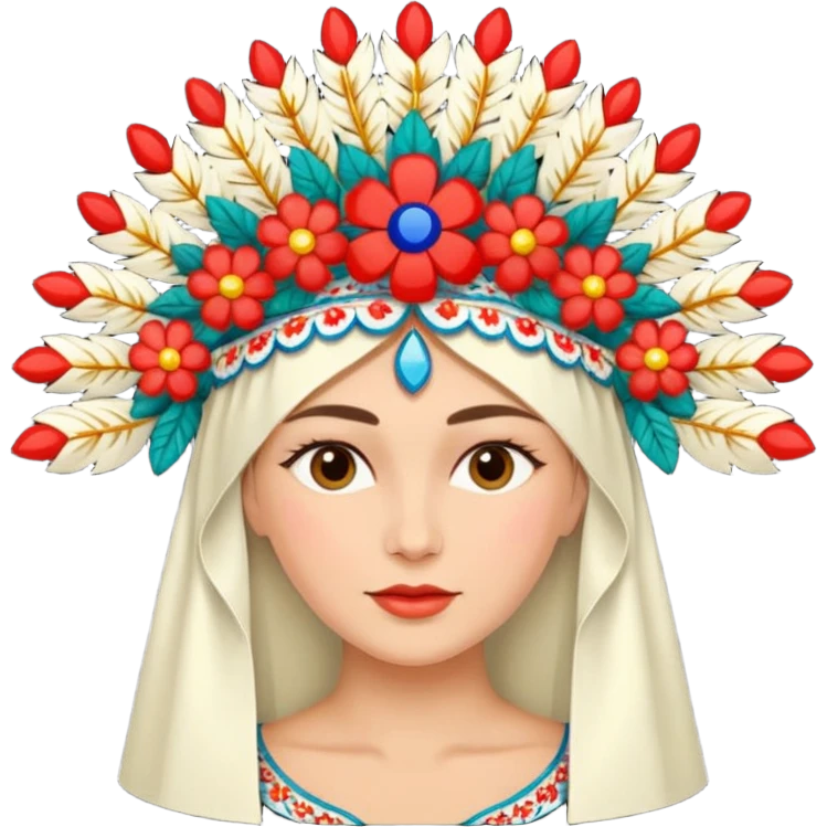 Russian headdress with floral patterns emoji