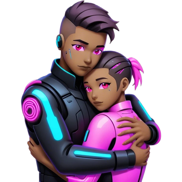 neon cyberpunk style hug emoji
