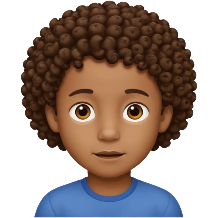 Black 6 year old boy with curly brown hair emoji