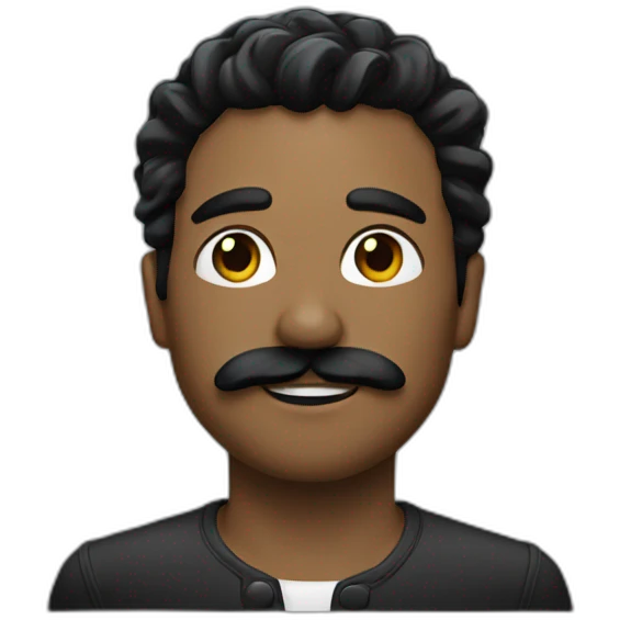 Black plated hair and black Little mustache emoji