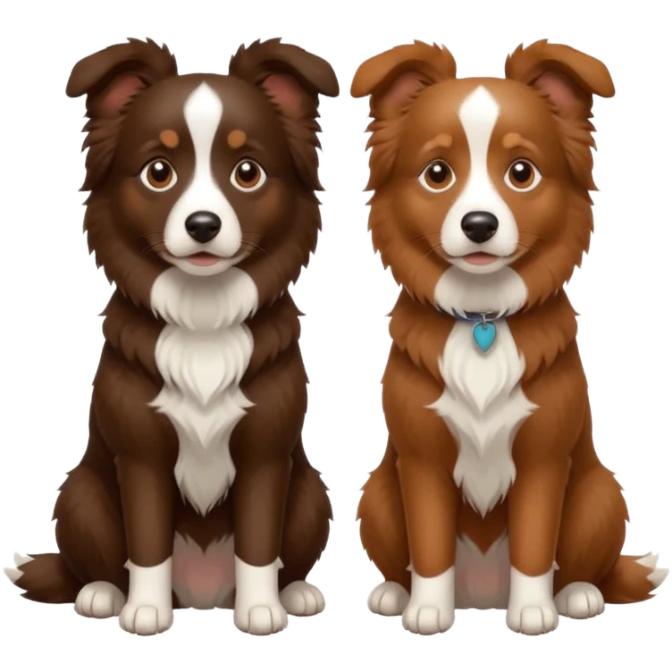 Two brown border collie sitting  emoji