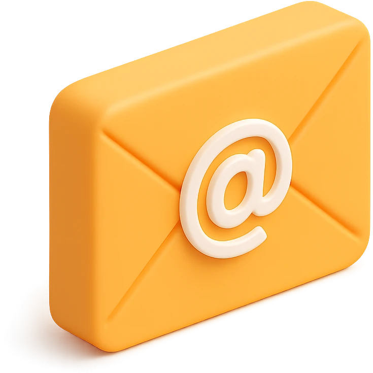 simple clean envelope email icon, 3D orange style, no extra details or effects emoji