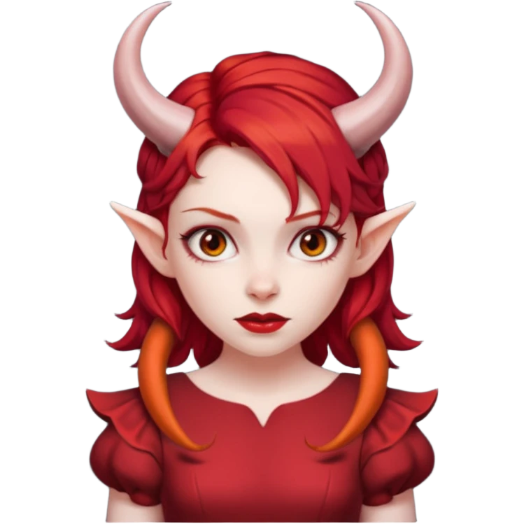 Red hair girl with evil horns and red dress emoji