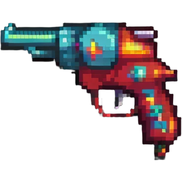 simple and bold raygun in pixel art style emoji