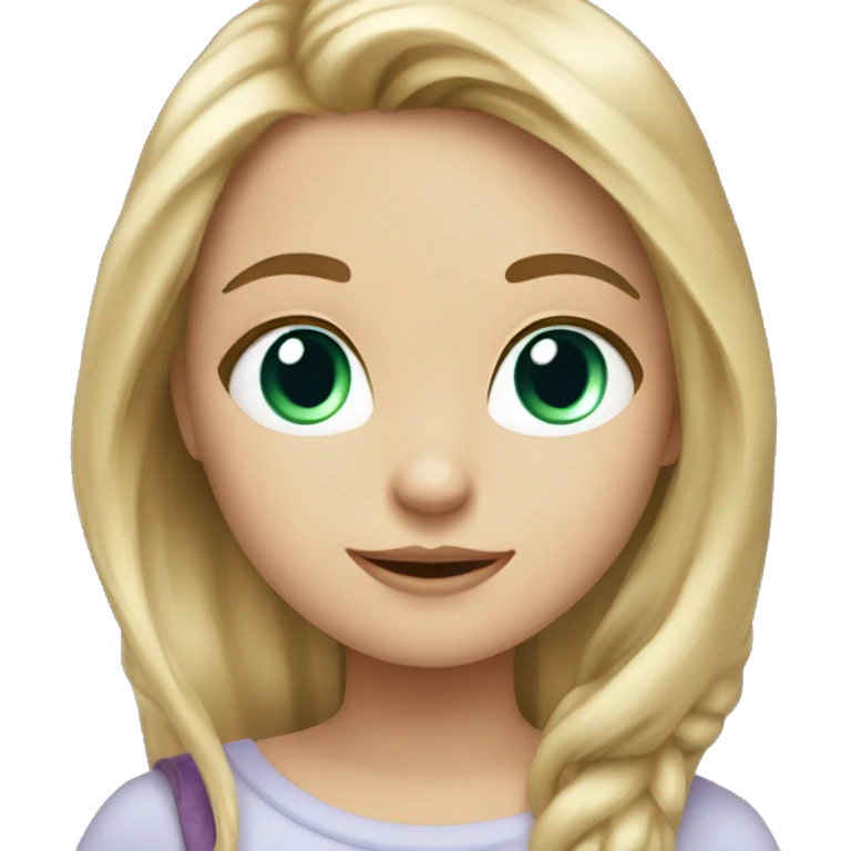 girl with blue eyes, with flowing blond hair with black tabby cat with green eyes emoji