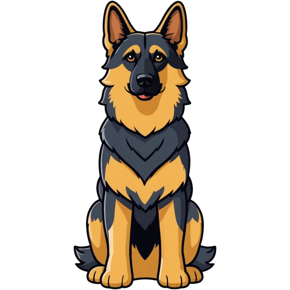 A black and tan long hair German Shepherd looking cool emoji