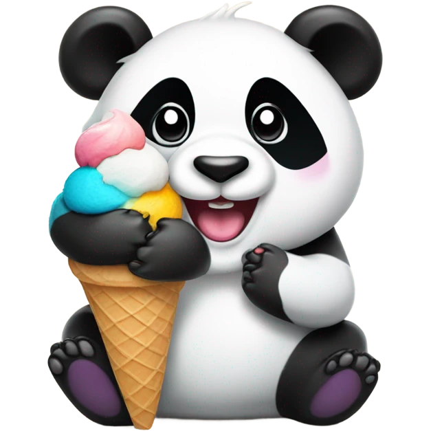 Panda eating ice cream emoji