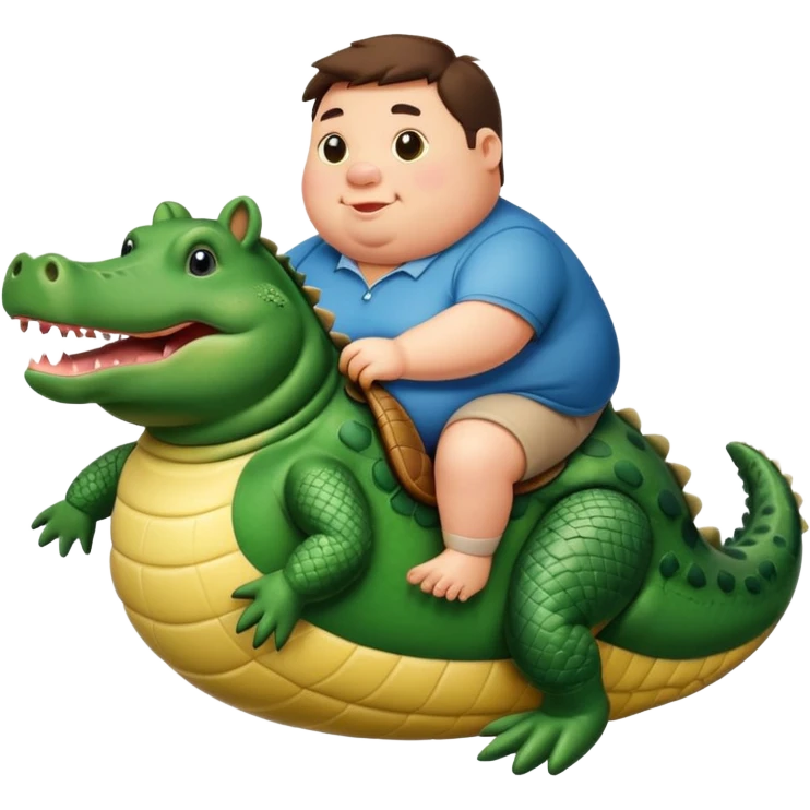 A fat pig riding a alligator  emoji
