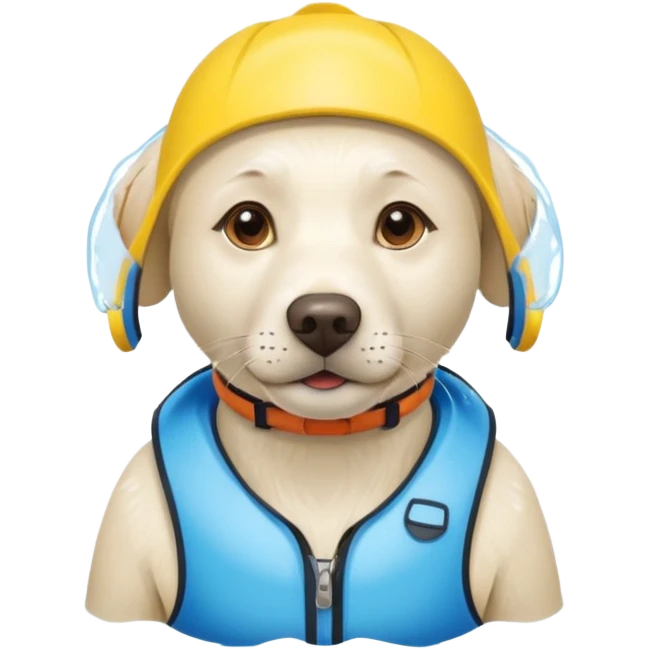 White labrador with snorkel and and swimmers vest emoji
