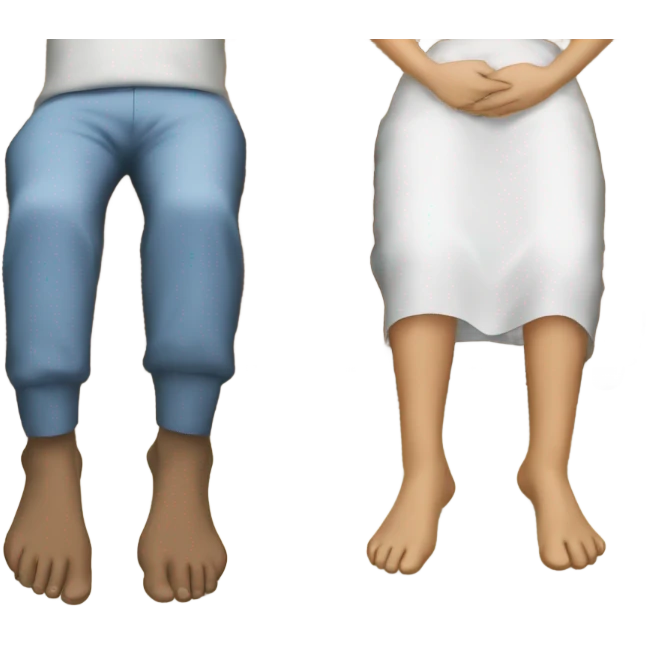 Place the feet of a man and a woman resting on the table emoji