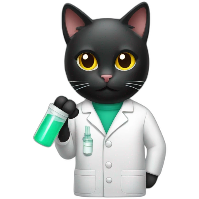 Black cat making meds emoji